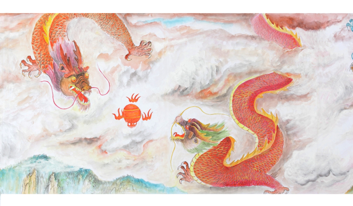世界上龙的色彩最多的彩色长卷龙画