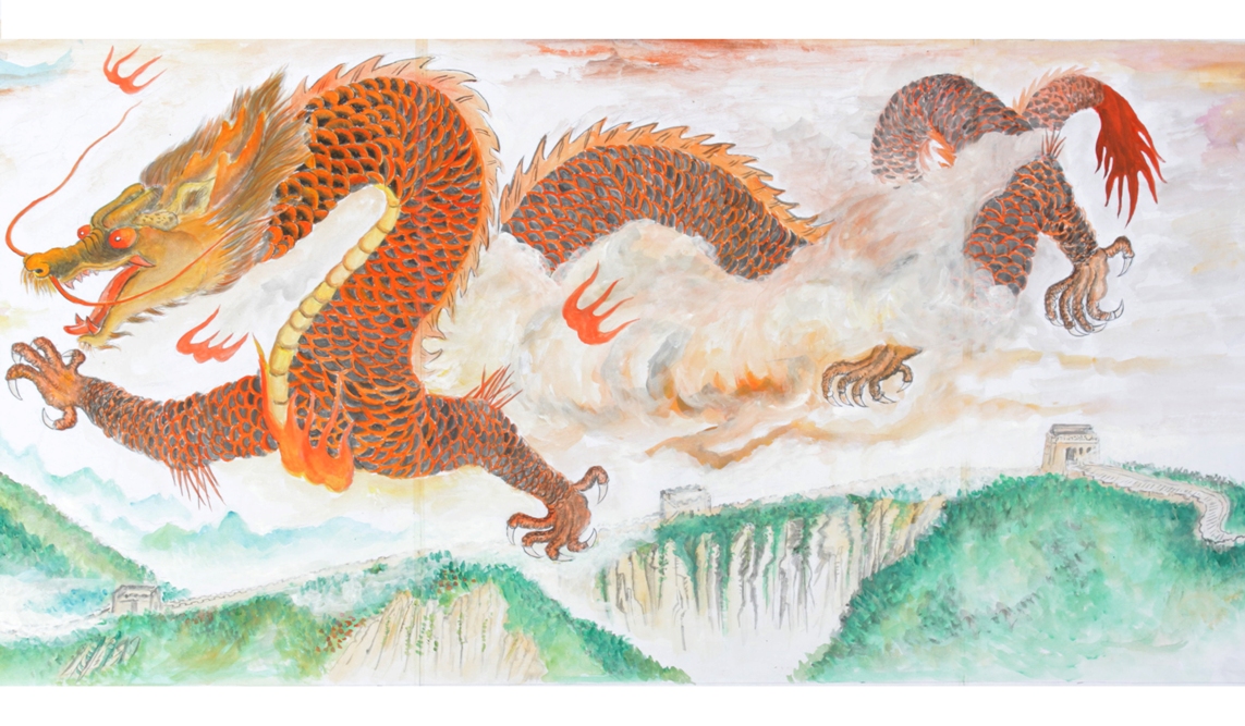 世界上龙的色彩最多的彩色长卷龙画