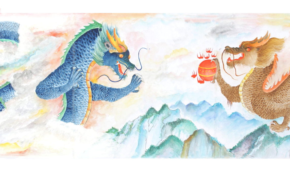 世界上龙的色彩最多的彩色长卷龙画